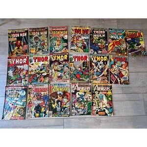 LOT OF 18 RARE BRONZE AGE MARVEL COMICS: IRON MAN HULK THOR AVENGERS TEAM UP KEY